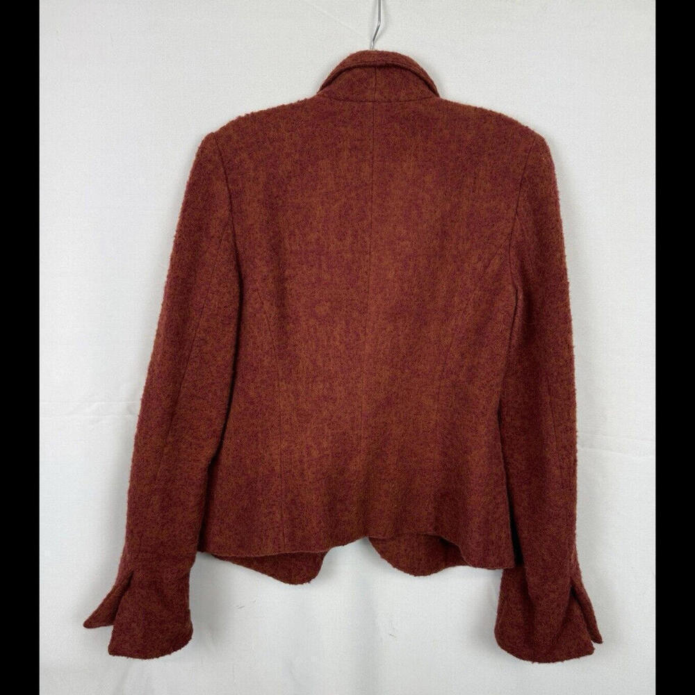 Holt Refrew Wool Blend Assymetric Button Jacket Brown Burgundy Size 12 US - Picture 3 of 6